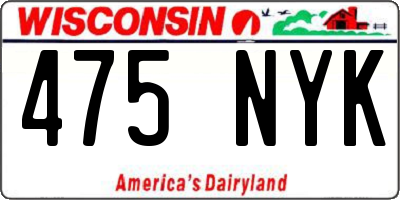 WI license plate 475NYK