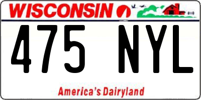 WI license plate 475NYL