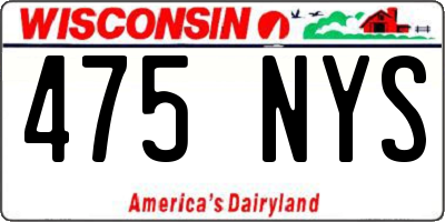 WI license plate 475NYS