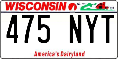 WI license plate 475NYT