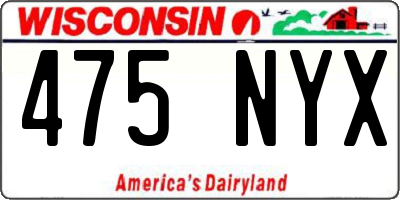 WI license plate 475NYX