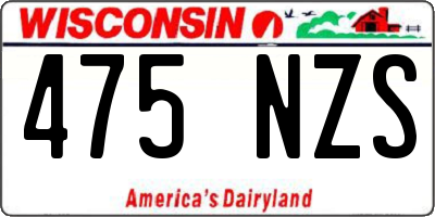 WI license plate 475NZS