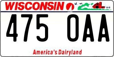 WI license plate 475OAA