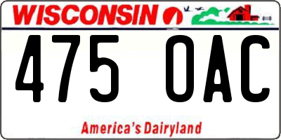 WI license plate 475OAC