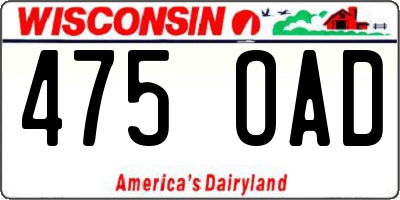 WI license plate 475OAD
