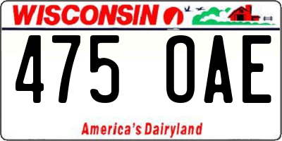 WI license plate 475OAE
