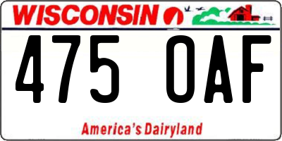 WI license plate 475OAF