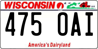 WI license plate 475OAI