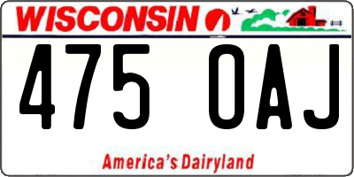 WI license plate 475OAJ
