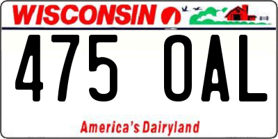 WI license plate 475OAL