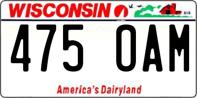 WI license plate 475OAM