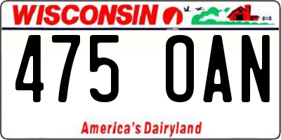 WI license plate 475OAN