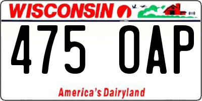 WI license plate 475OAP