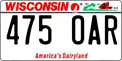 WI license plate 475OAR