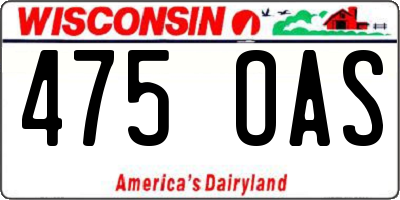 WI license plate 475OAS