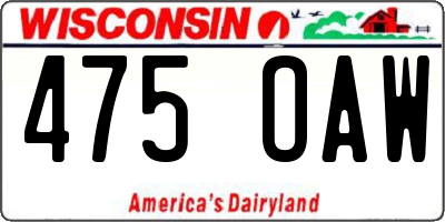 WI license plate 475OAW