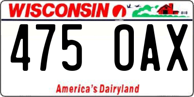 WI license plate 475OAX