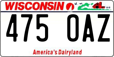 WI license plate 475OAZ