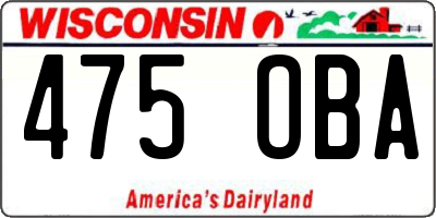 WI license plate 475OBA