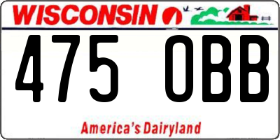 WI license plate 475OBB