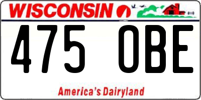 WI license plate 475OBE