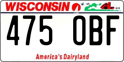 WI license plate 475OBF