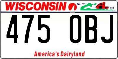 WI license plate 475OBJ