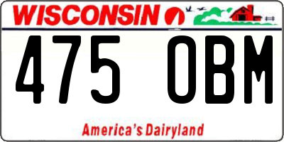 WI license plate 475OBM
