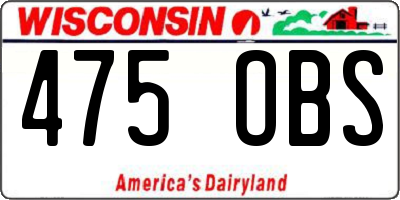 WI license plate 475OBS