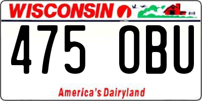 WI license plate 475OBU