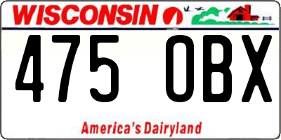 WI license plate 475OBX