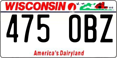 WI license plate 475OBZ
