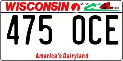 WI license plate 475OCE