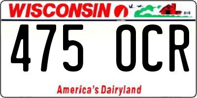 WI license plate 475OCR
