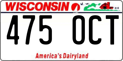 WI license plate 475OCT