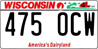 WI license plate 475OCW