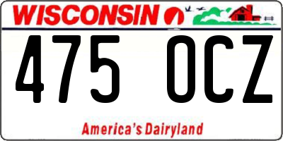 WI license plate 475OCZ