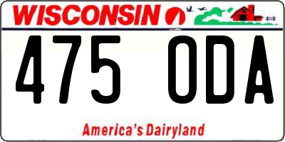 WI license plate 475ODA
