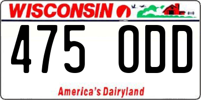 WI license plate 475ODD