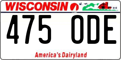 WI license plate 475ODE