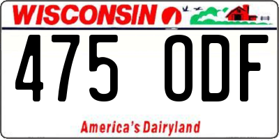 WI license plate 475ODF