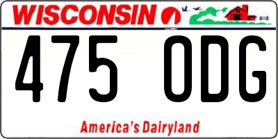 WI license plate 475ODG