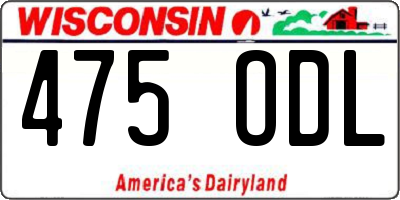 WI license plate 475ODL