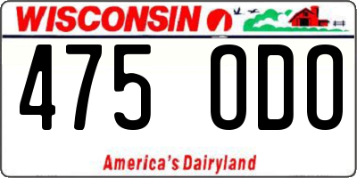 WI license plate 475ODO