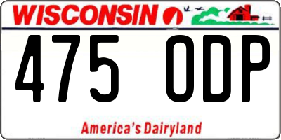WI license plate 475ODP