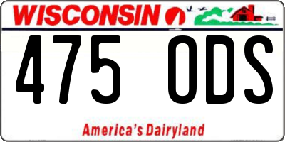 WI license plate 475ODS