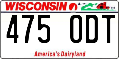 WI license plate 475ODT