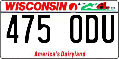 WI license plate 475ODU