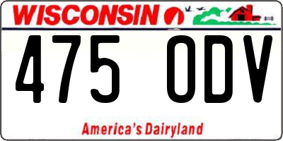 WI license plate 475ODV
