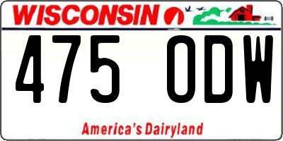 WI license plate 475ODW